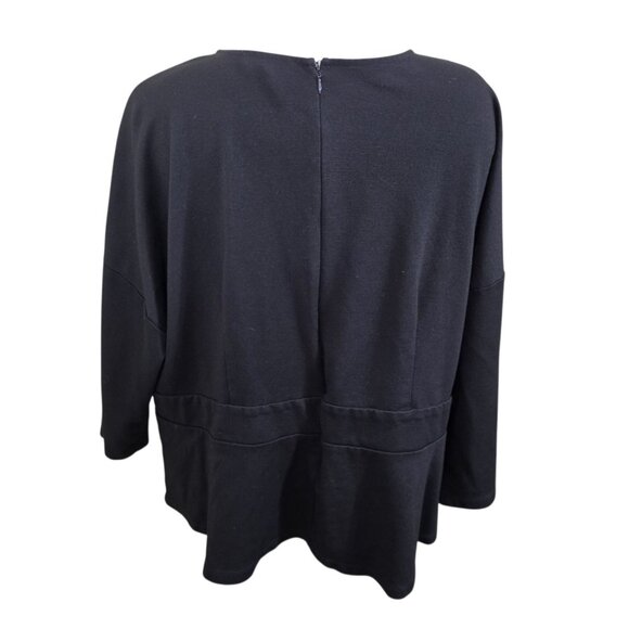 Eloquii Womens 26 Plus Size Blouse Top Peplum Asymmetrical Ruched Front Black - Picture 4 of 6